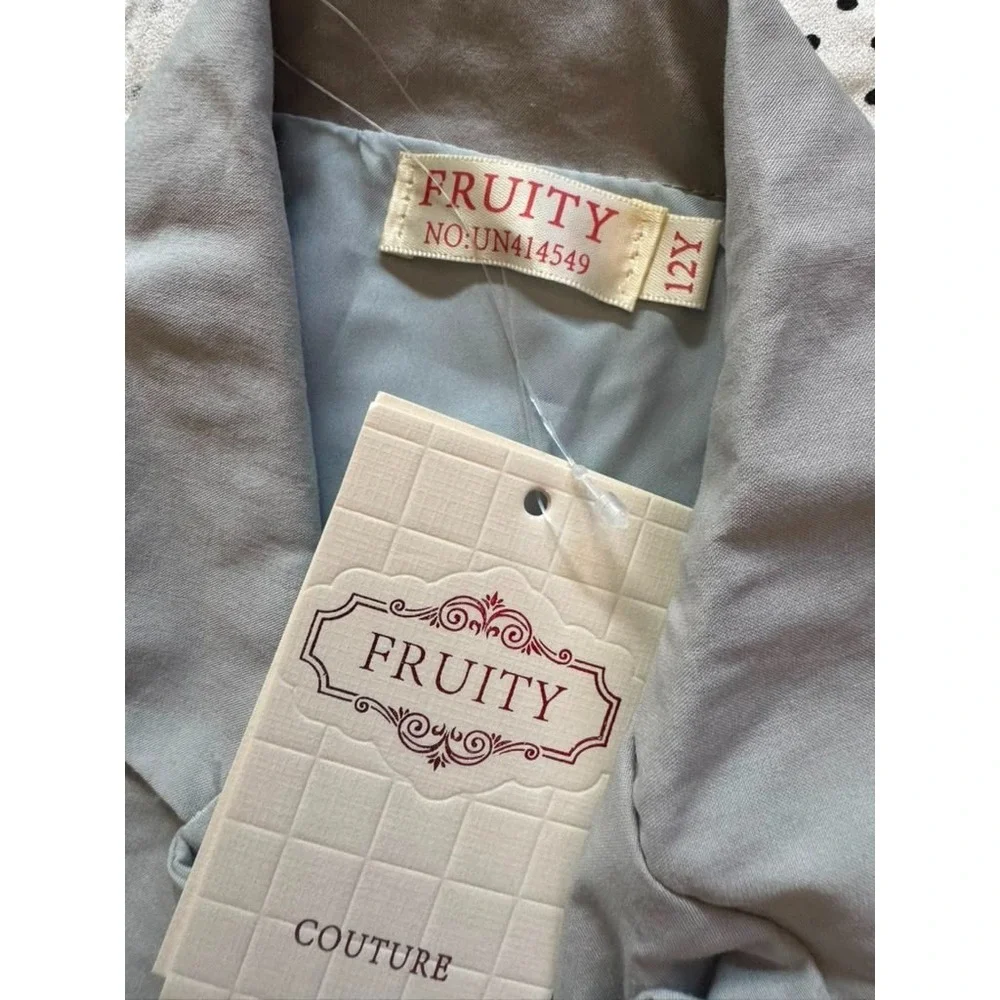 NWT Fruity Couture Girls Size 10-12yr Dress Double Breasted Short Cap Sleeves